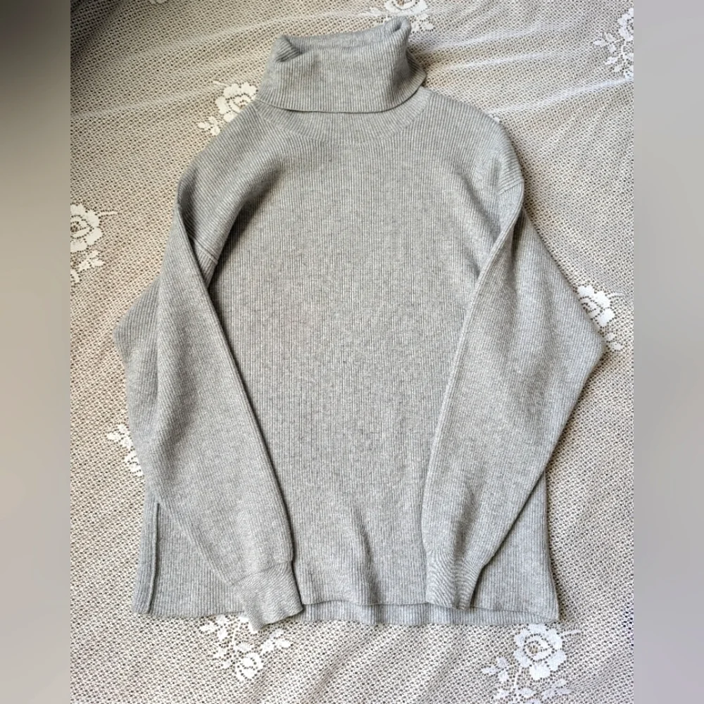 Free People Oversized Grey Neutral Turtleneck Sweater